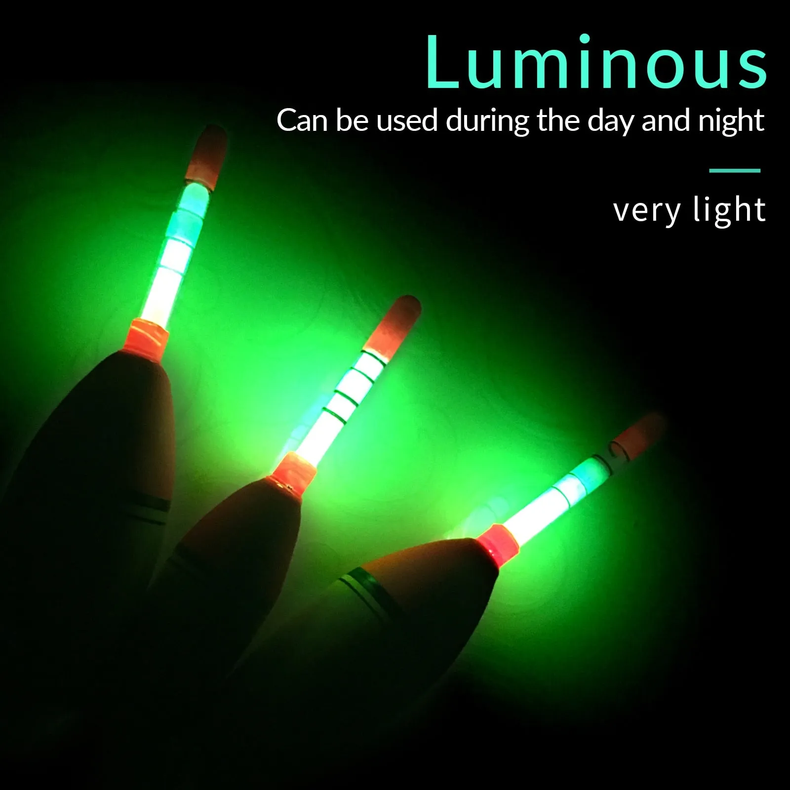10g 20g 30g EVA Luminous Fishing Float Long Vertical Night Lighting Fishing Floats Bobber