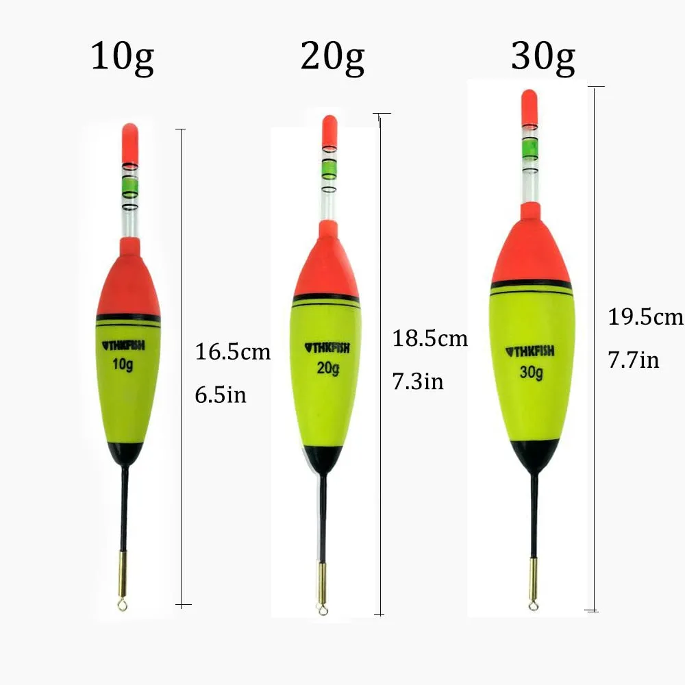 10g 20g 30g EVA Luminous Fishing Float Long Vertical Night Lighting Fishing Floats Bobber