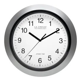 10" La Crosse Technology Atomic Analog Wall Clock (Silver)