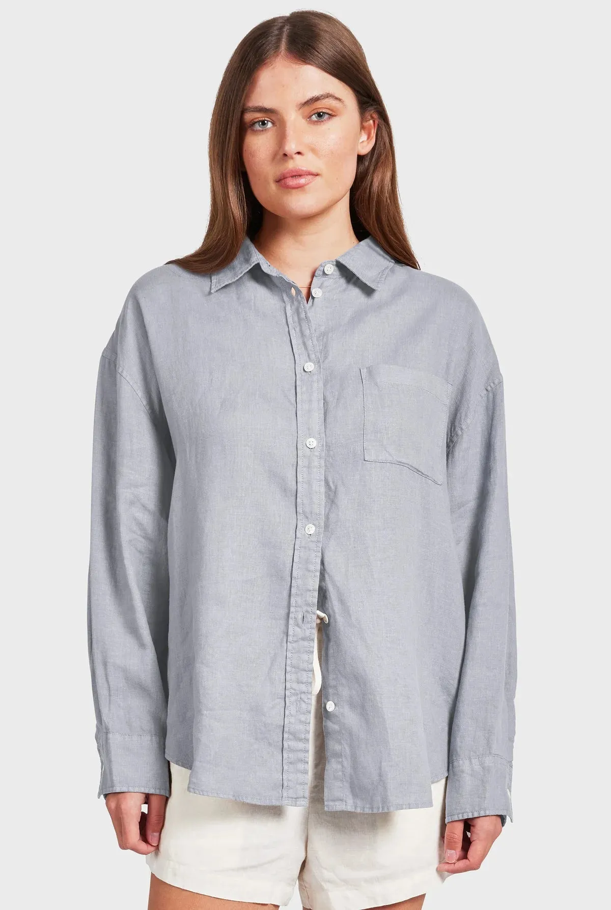 ACADEMY BRAND - Womens Hampton L/S Linen Shirt - Lavender Ash
