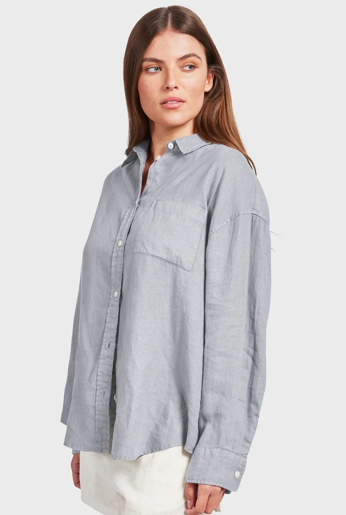 ACADEMY BRAND - Womens Hampton L/S Linen Shirt - Lavender Ash