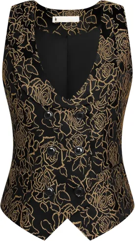 Belle Poque Waistcoat Vest for Women Jacquard Suit Vest Steampunk Gothic Medieval Style