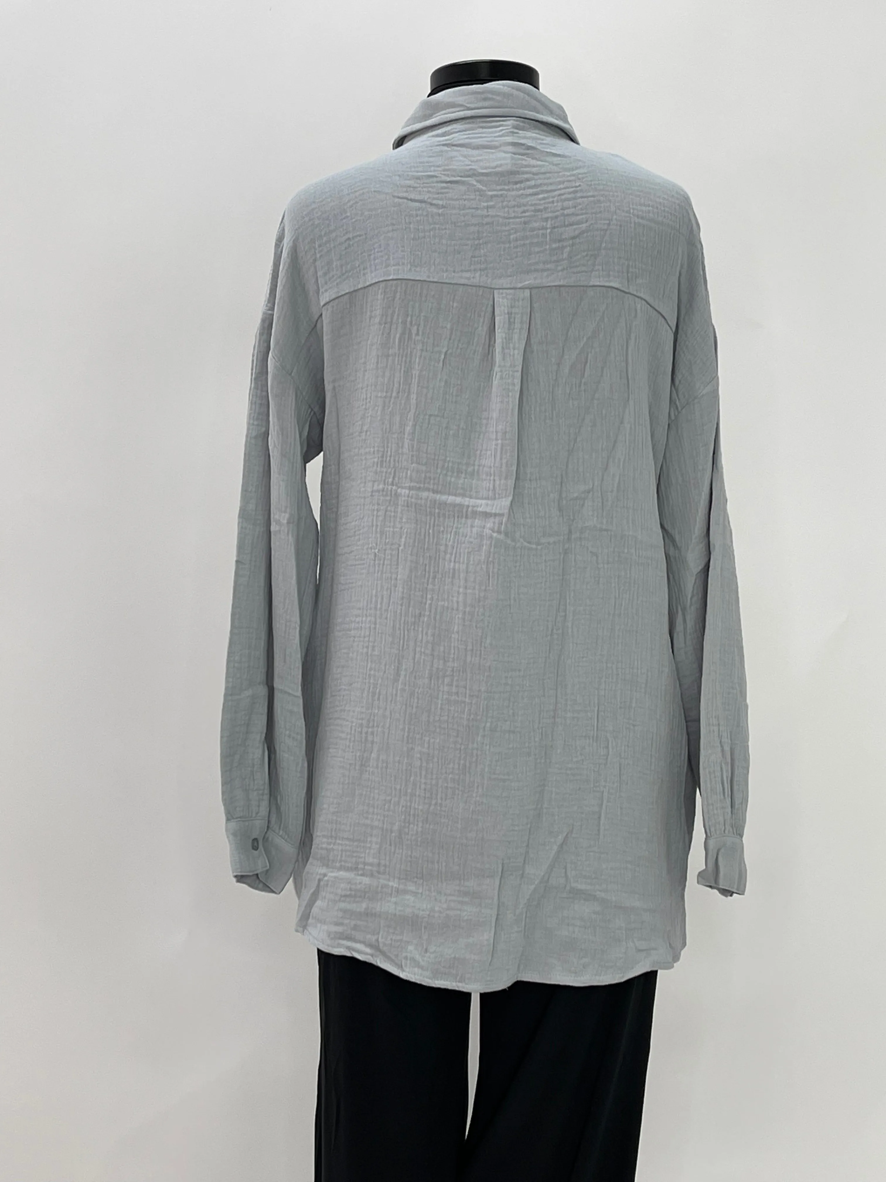 Blue Dove Button Up Cotton Gauze Top