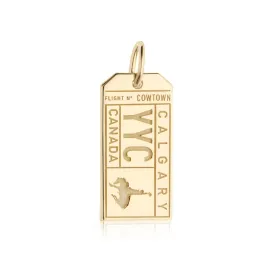 Calgary Canada YYC Luggage Tag Charm Gold
