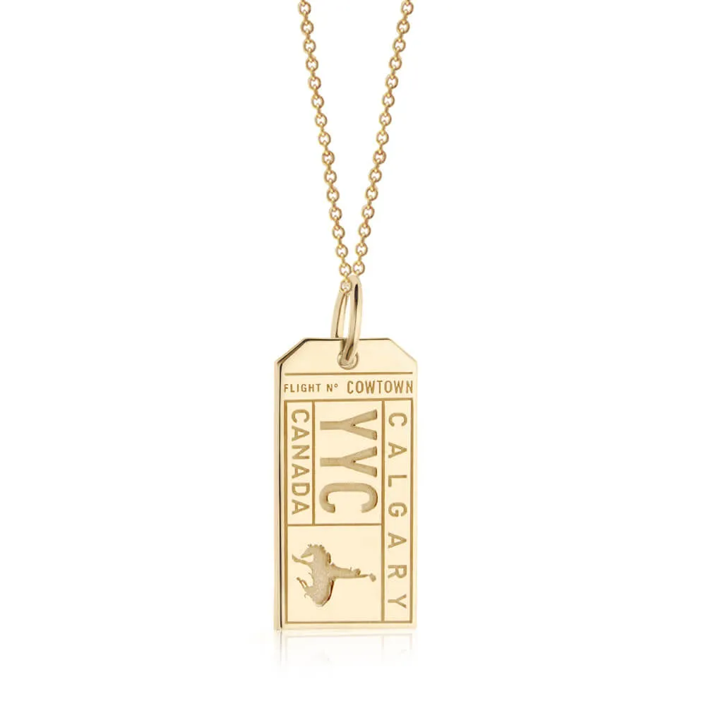 Calgary Canada YYC Luggage Tag Charm Gold