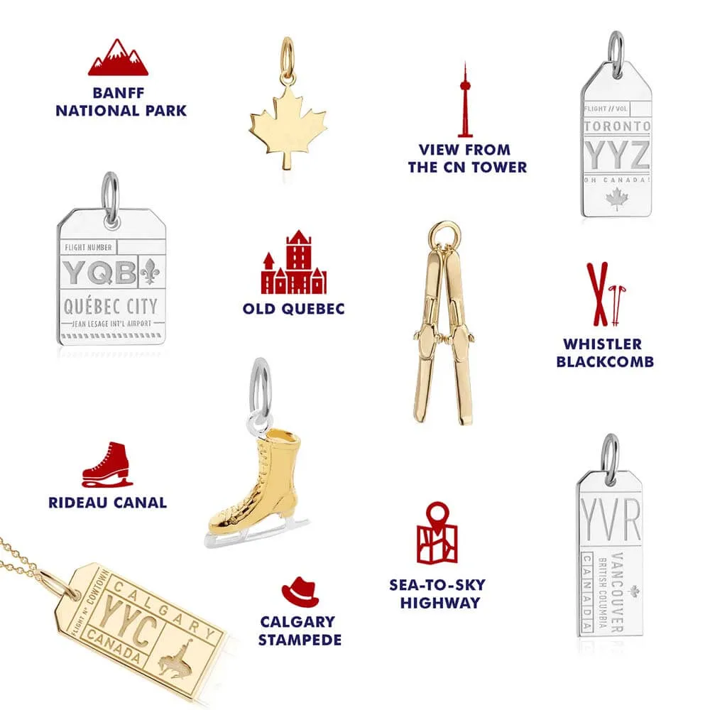 Calgary Canada YYC Luggage Tag Charm Gold