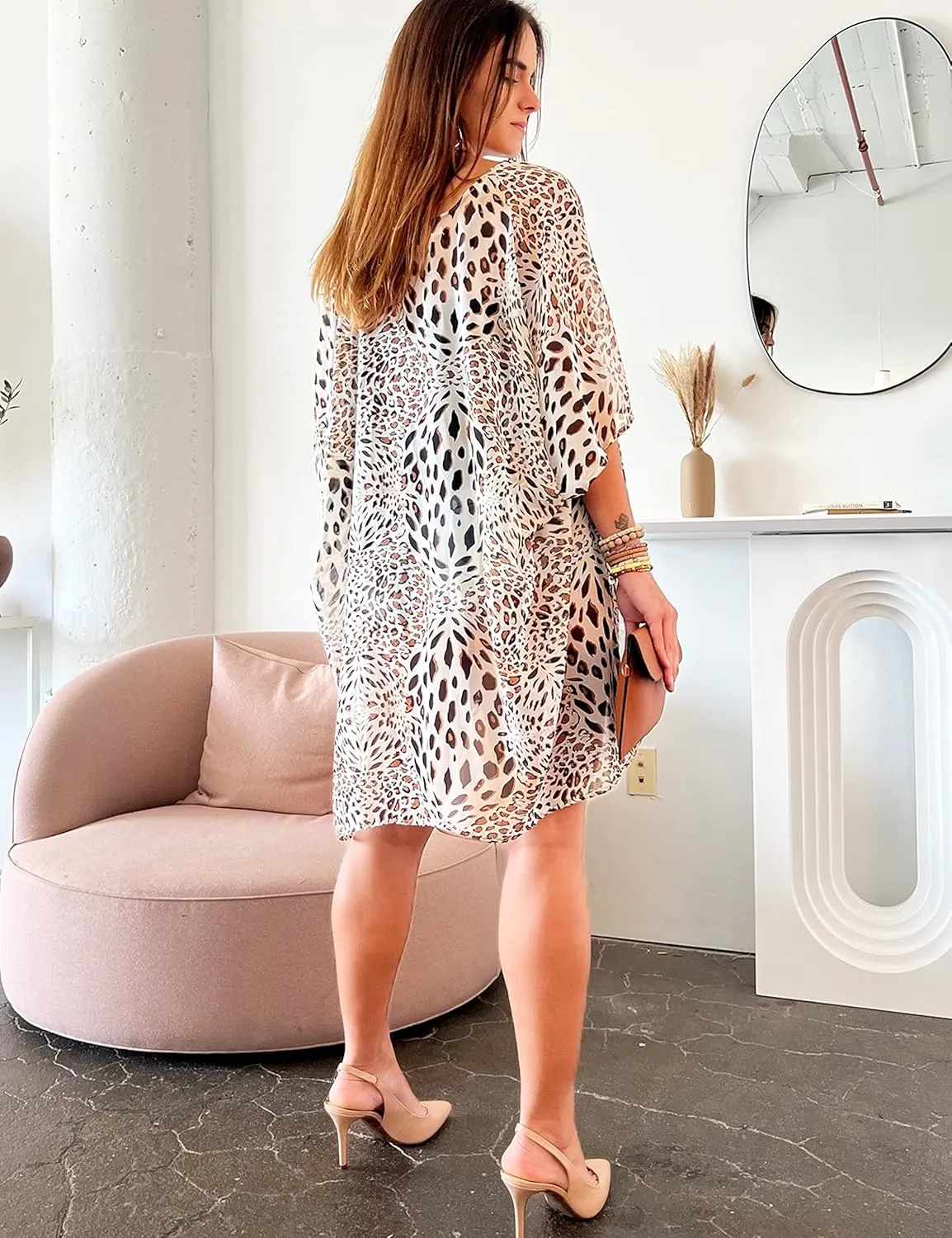 CATCHY & CRAFTY Swimsuit Coverup for Women Kimono Cardigan Beach Floral Boho Print Resort Wear Cruise Gift