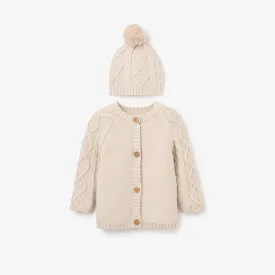 Chunky Diamond Cable Cardigan & Hat Set