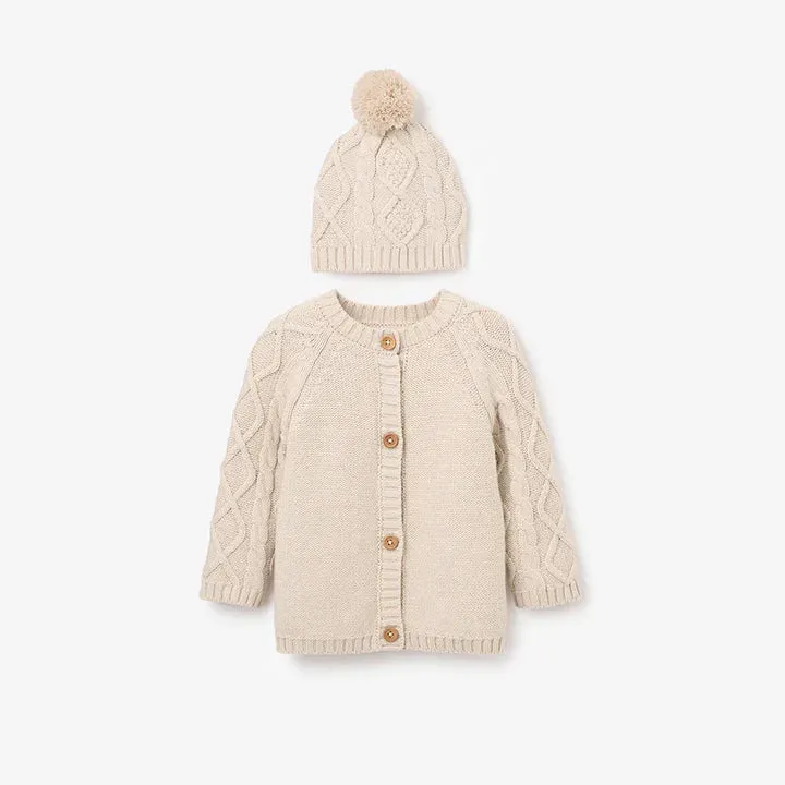 Chunky Diamond Cable Cardigan & Hat Set
