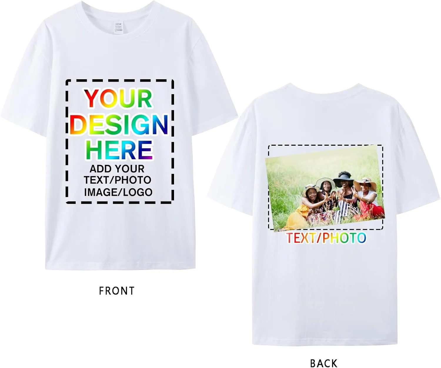 Custom Your Own Shirts with Photo Text & Logo - Personalized Tee Shirt for Men Women & Kids - Custom Personalized T Shirt