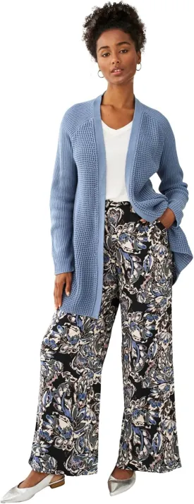 ellos Plus Size Wide-Leg Soft Pants with Back Elastic
