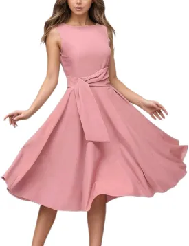 FENJAR Women's Formal Dresses Casual Wedding Guest Church Work Elegance Audrey Hepburn Style A-line Midi Dress