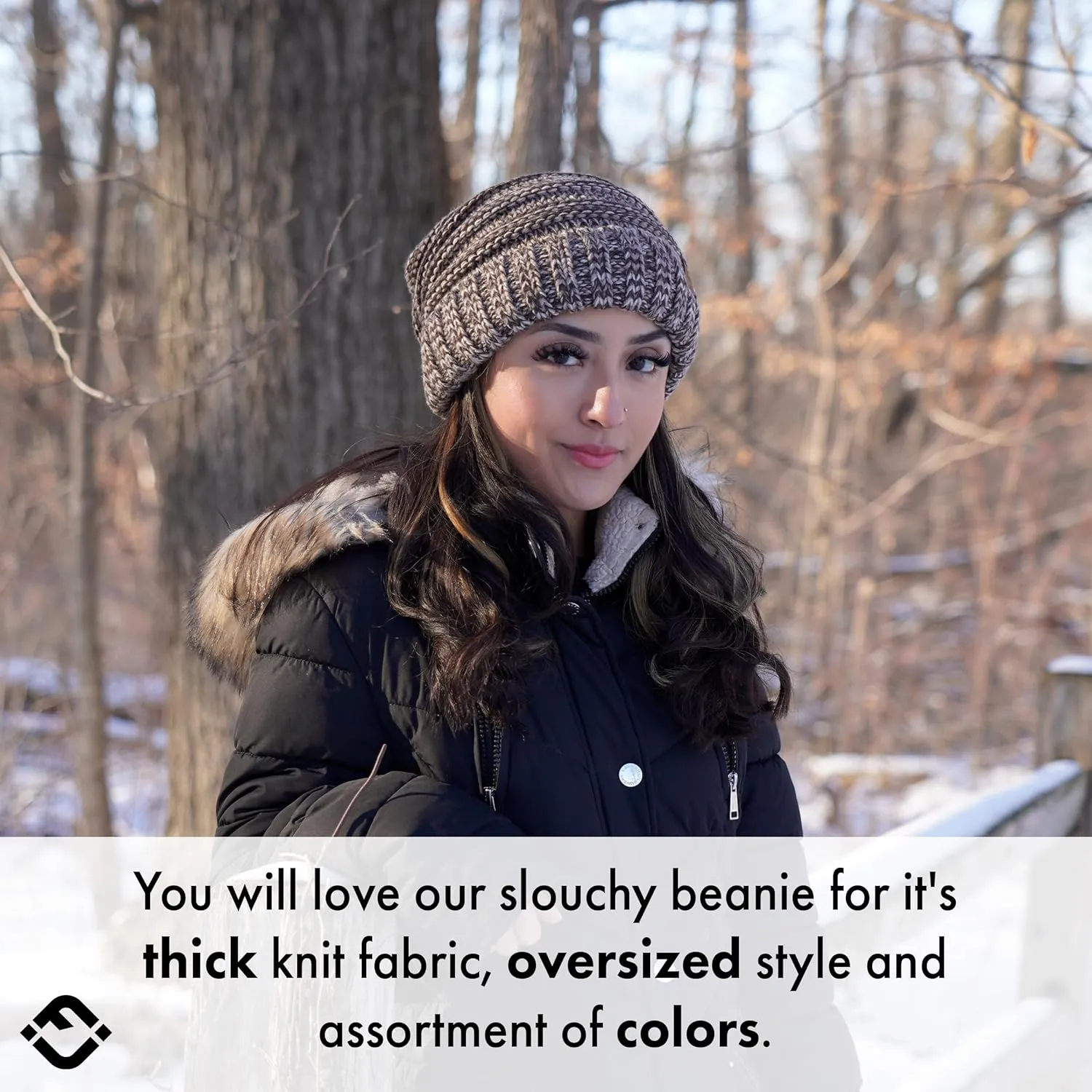 Funky Junque Women's Slouchy Beanie - Soft Ribbed Knit Winter Hat - Cozy Warm Cap