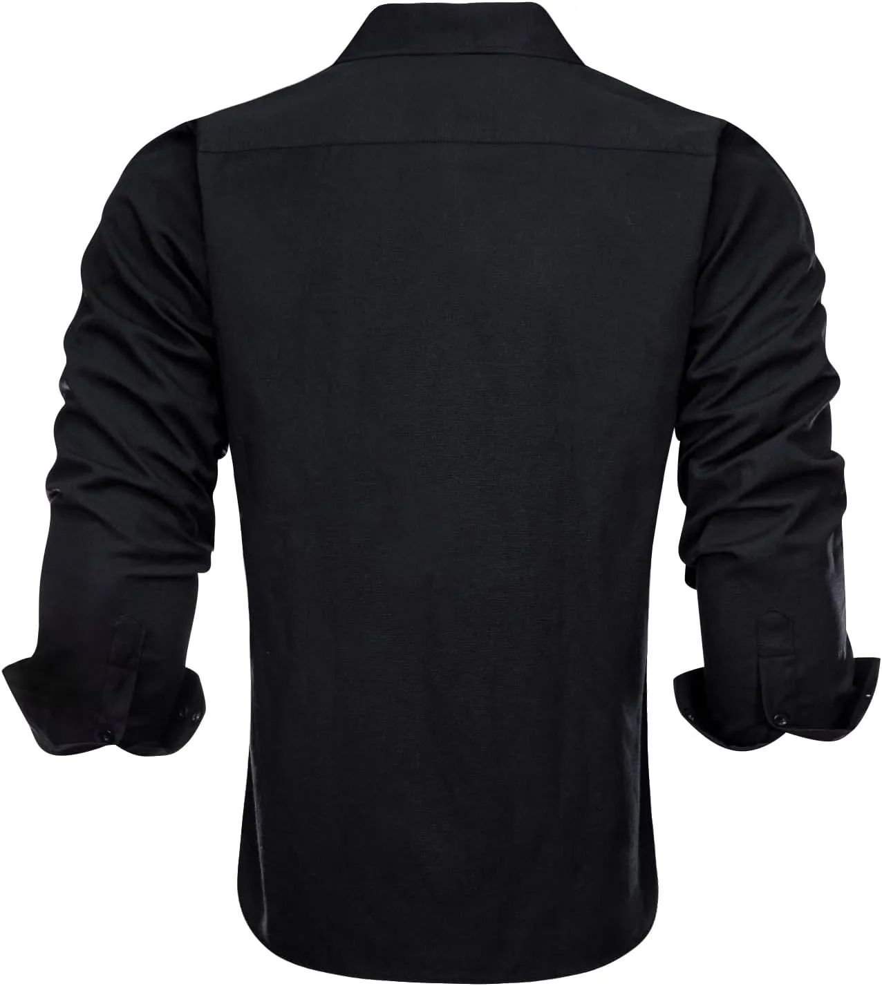 Hi-Tie Men's 4-Way Stretch Dress Shirts Wrinkle-Free Casual Long Sleeve Button Down Shirt