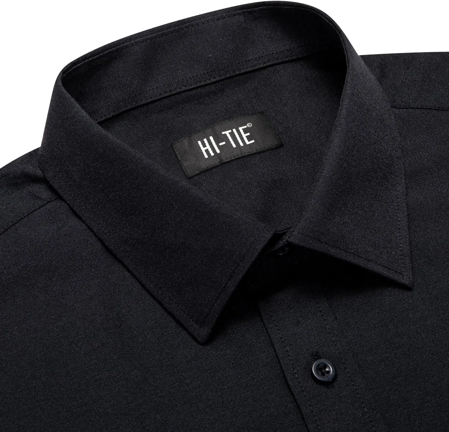 Hi-Tie Men's 4-Way Stretch Dress Shirts Wrinkle-Free Casual Long Sleeve Button Down Shirt