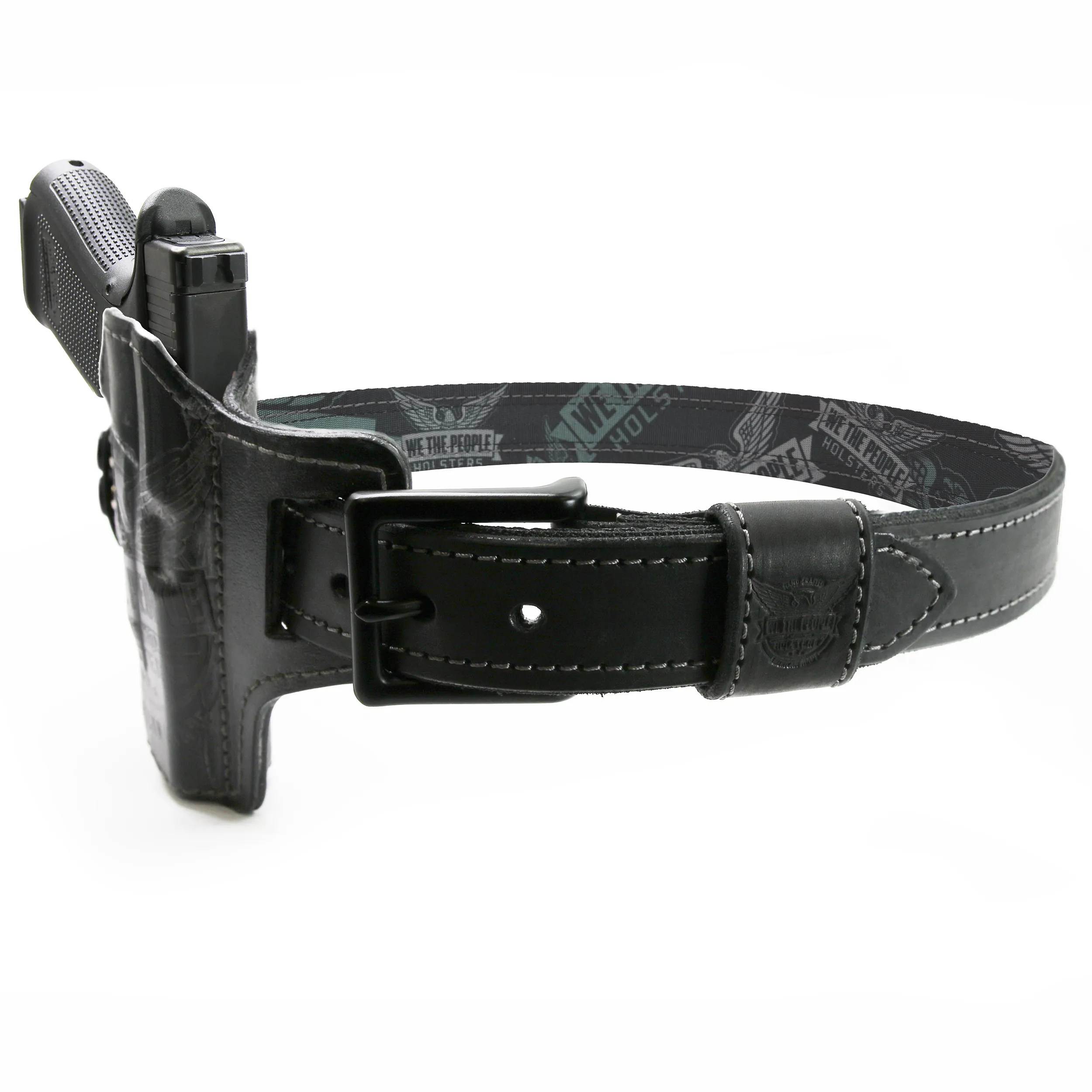 Independence Leather Gun Belt Reinforced with Scuba Nylon