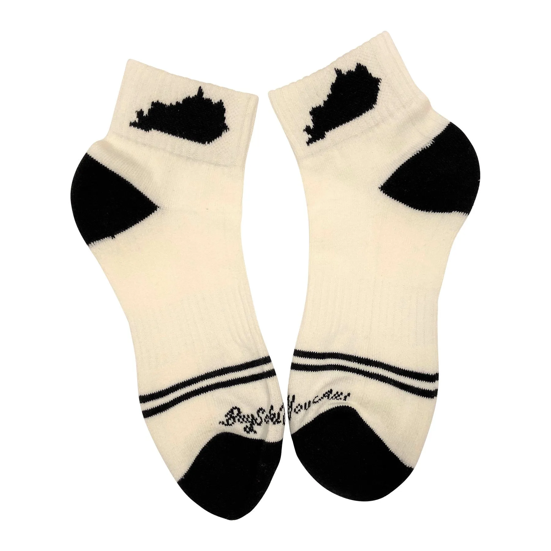 Kentucky Shape Ankle Sock White and Black