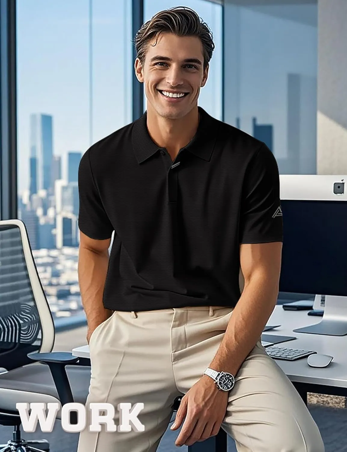 Lzzidou Polo Shirts for Men Short Sleeve Golf Polo Shirts Stretch Moisture Wicking Performance Athletic Tees