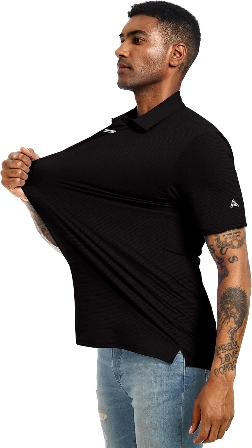 Lzzidou Polo Shirts for Men Short Sleeve Golf Polo Shirts Stretch Moisture Wicking Performance Athletic Tees