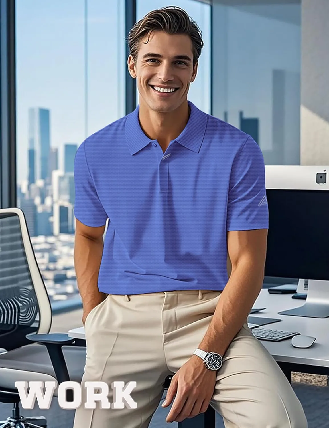 Lzzidou Polo Shirts for Men Short Sleeve Golf Polo Shirts Stretch Moisture Wicking Performance Athletic Tees