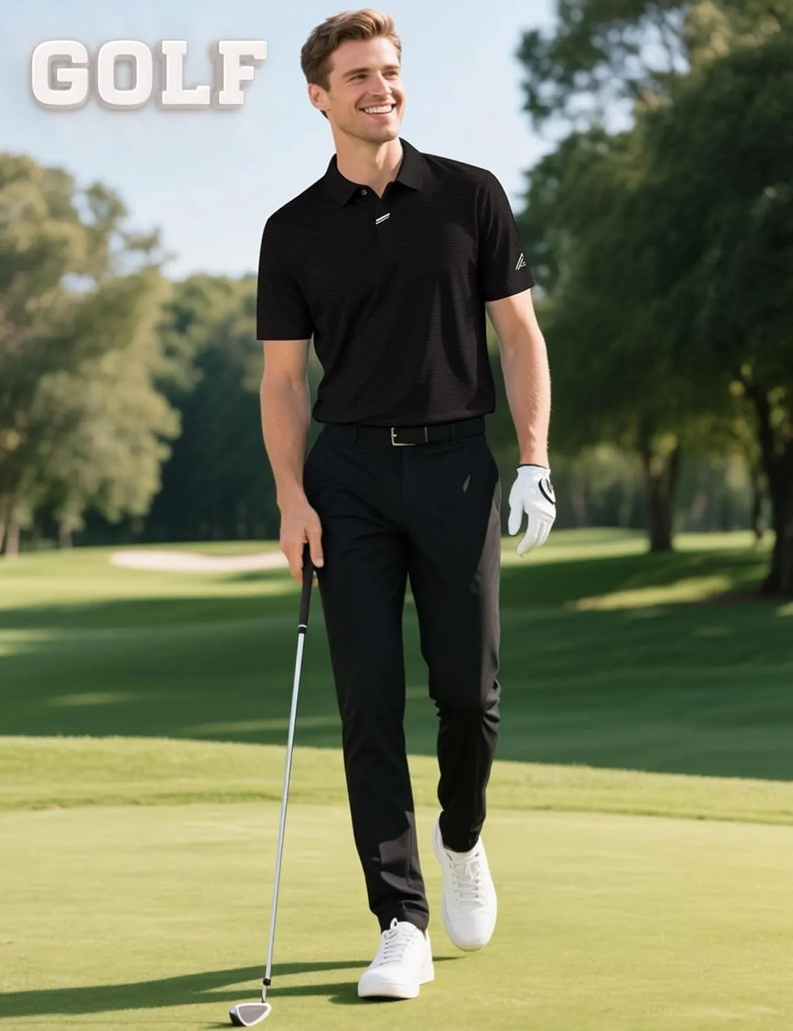 Lzzidou Polo Shirts for Men Short Sleeve Golf Polo Shirts Stretch Moisture Wicking Performance Athletic Tees