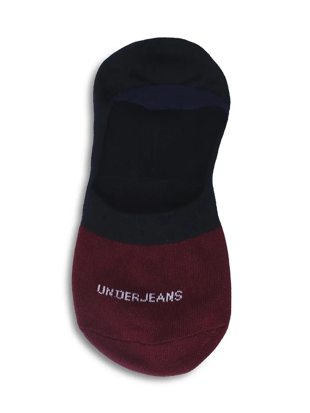 Men Black & Maroon Cotton Blend No Show Socks - Pack Of 2 - Underjeans By Spykar