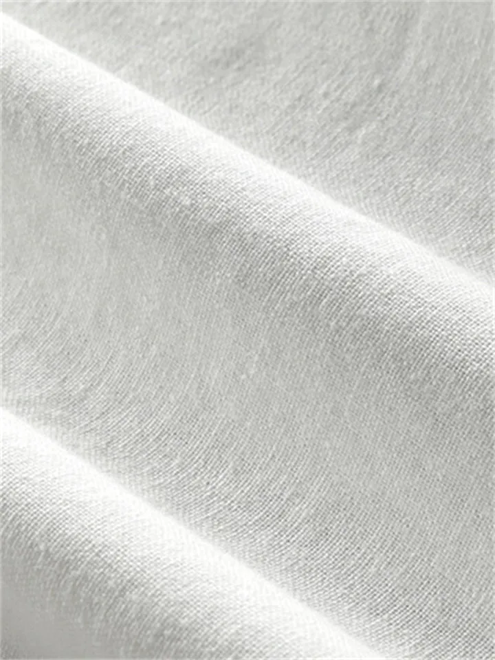 Men's Casual Stand Collar Button Up Cotton Linen Shirts