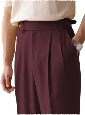 Men's Cotton Gurkha Naples Dress Pants Slim Fit Suit Pant Classic Casual Trousers Italian Style Pants