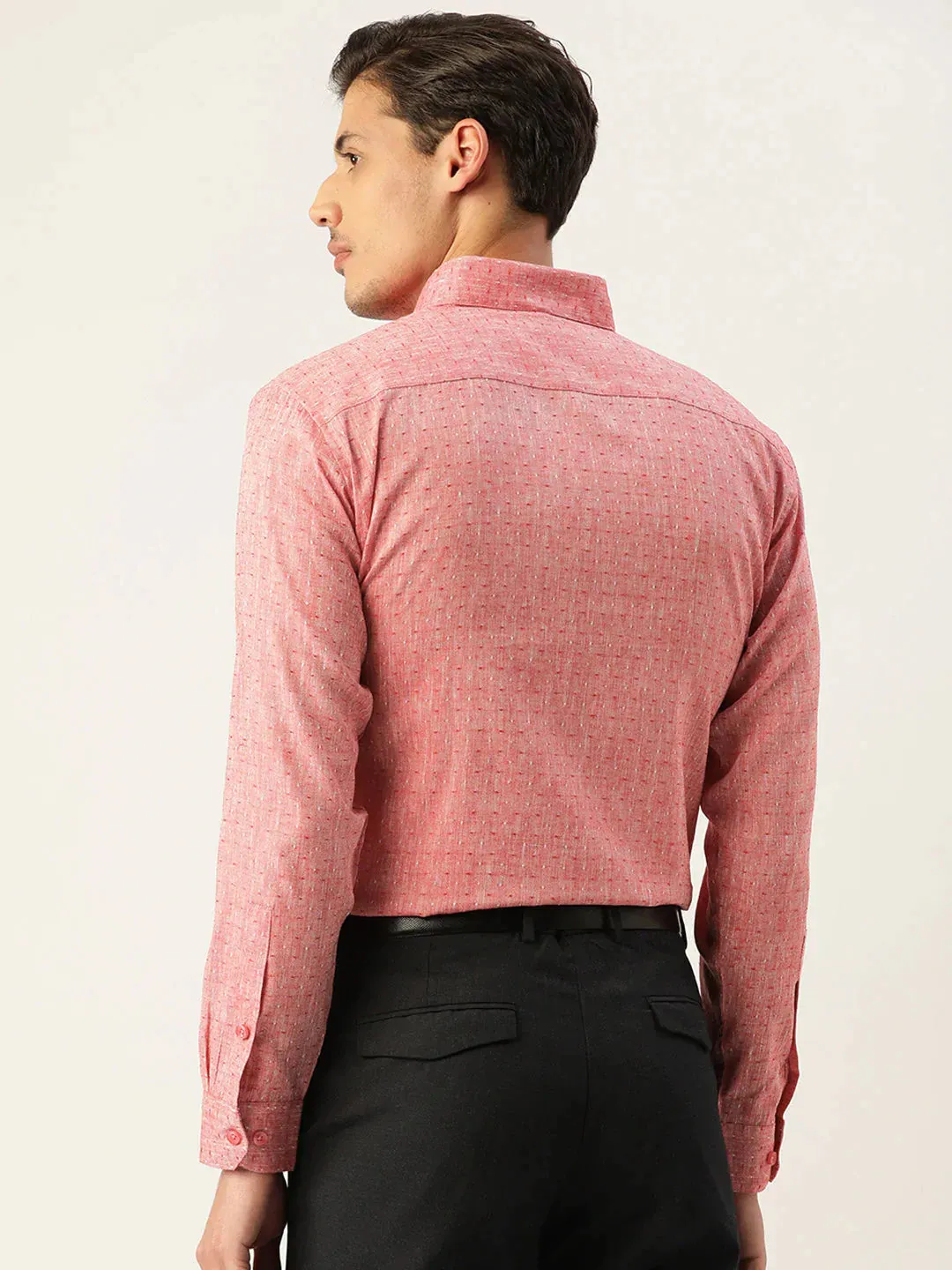 Men'S  Linen Cotton Polka Dots Formal Shirts