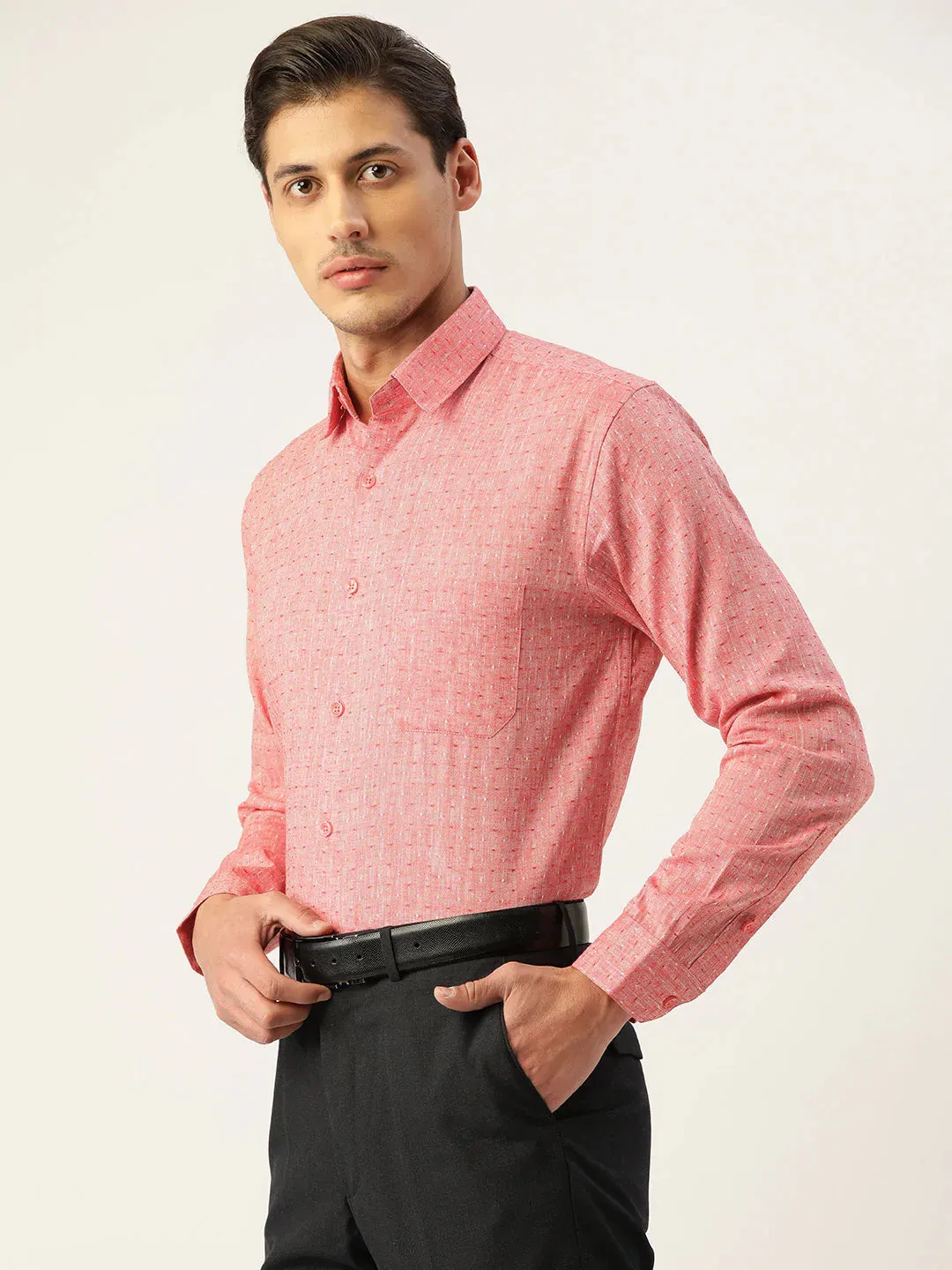 Men'S  Linen Cotton Polka Dots Formal Shirts