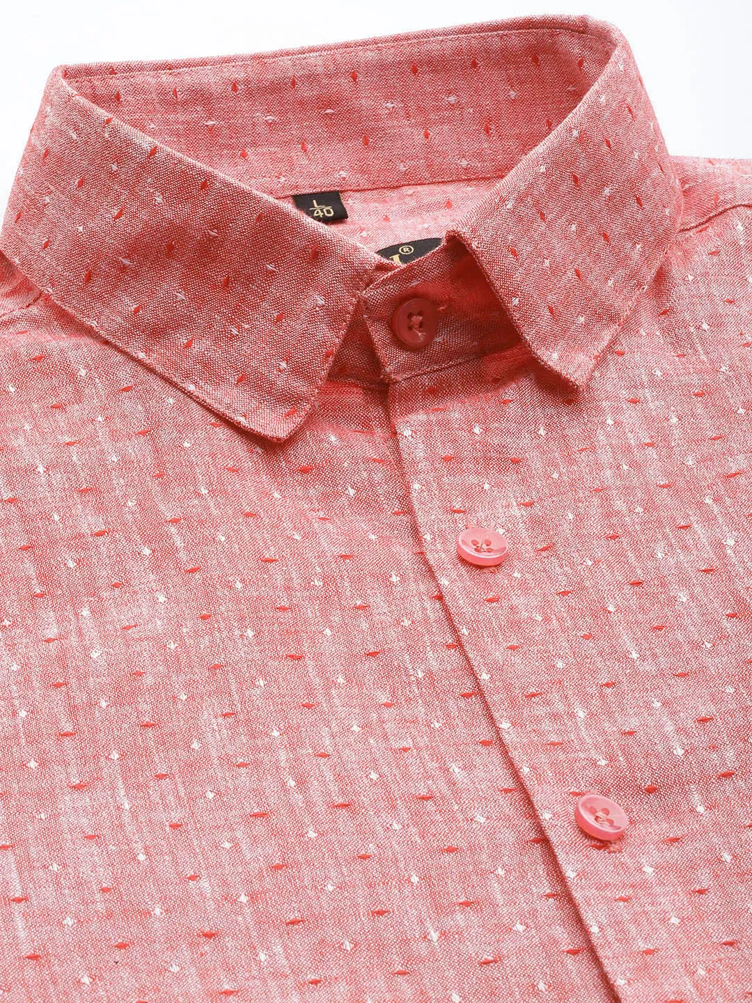 Men'S  Linen Cotton Polka Dots Formal Shirts