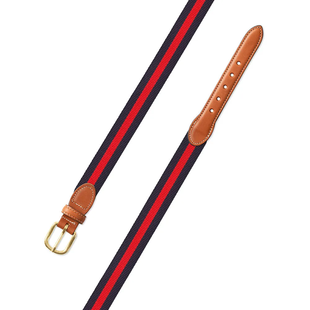 Navy & Red Surcingle Leather Tab Belt