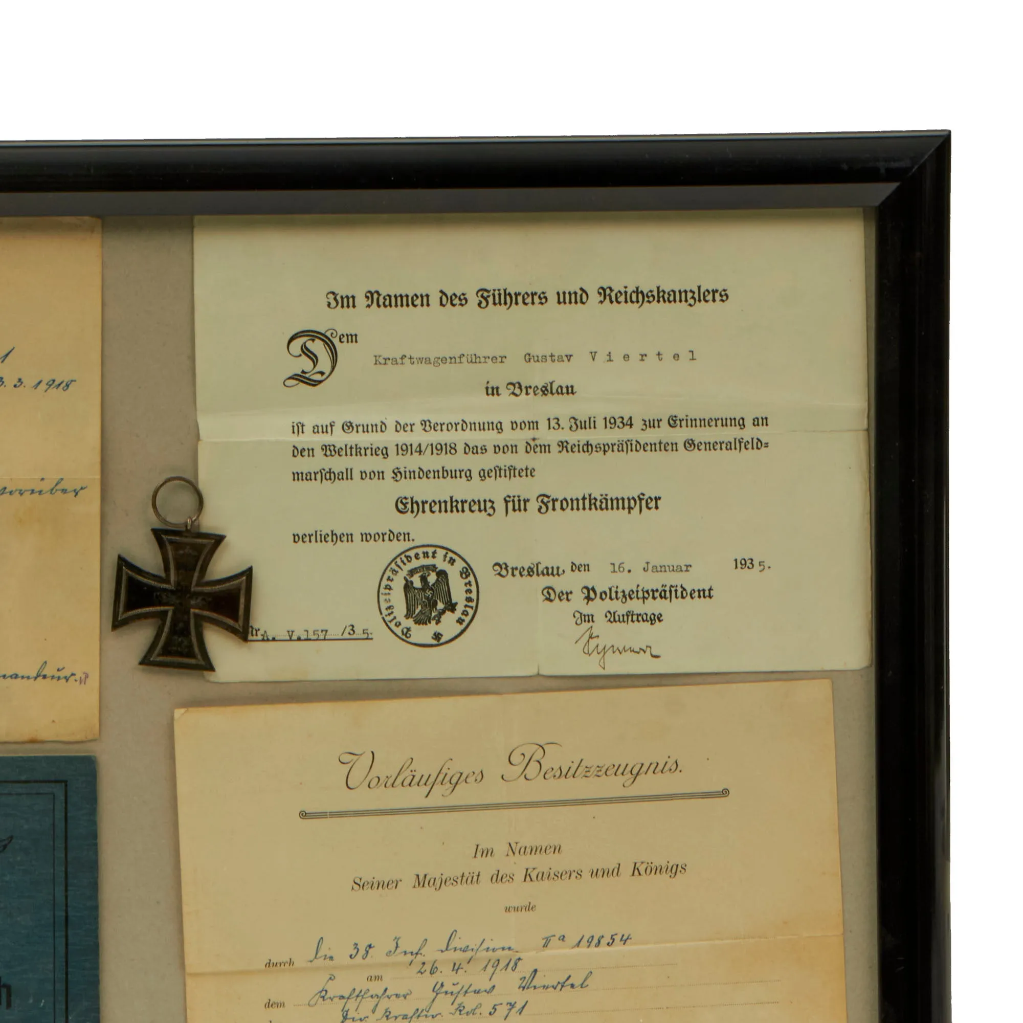 Original German WWI & WWII Named Iron Cross Grouping with Luftwaffe Soldbuch - Gustav Viertel