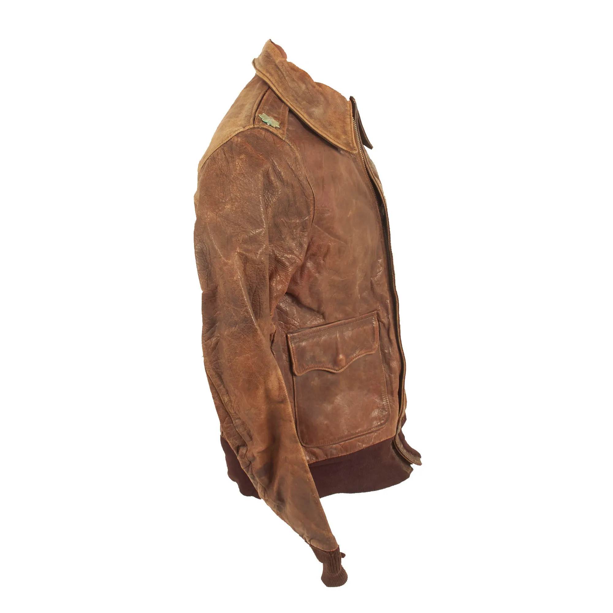 Original U.S. WWII A-2 Leather Flight Jacket With New Zealand Made Leather Jacket for Lieutenant Colonel C.E. Hinckley - (2) Jackets