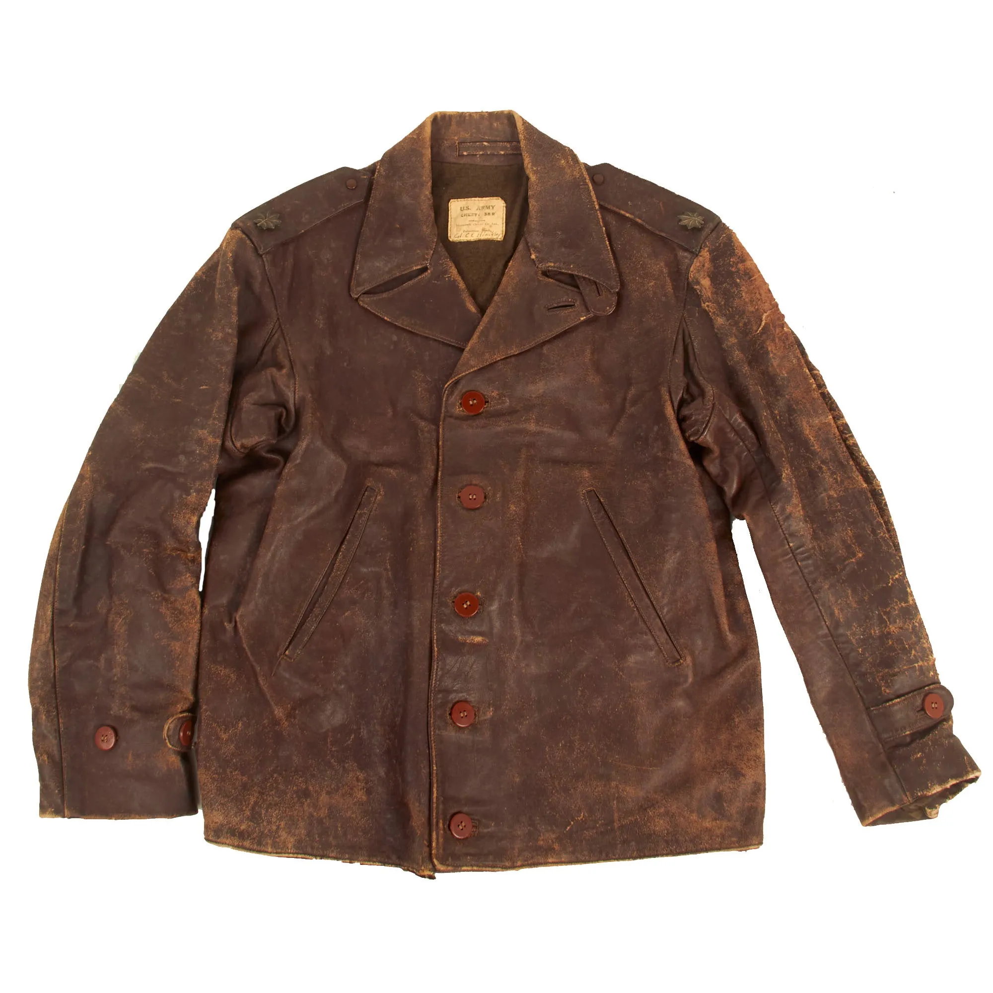 Original U.S. WWII A-2 Leather Flight Jacket With New Zealand Made Leather Jacket for Lieutenant Colonel C.E. Hinckley - (2) Jackets