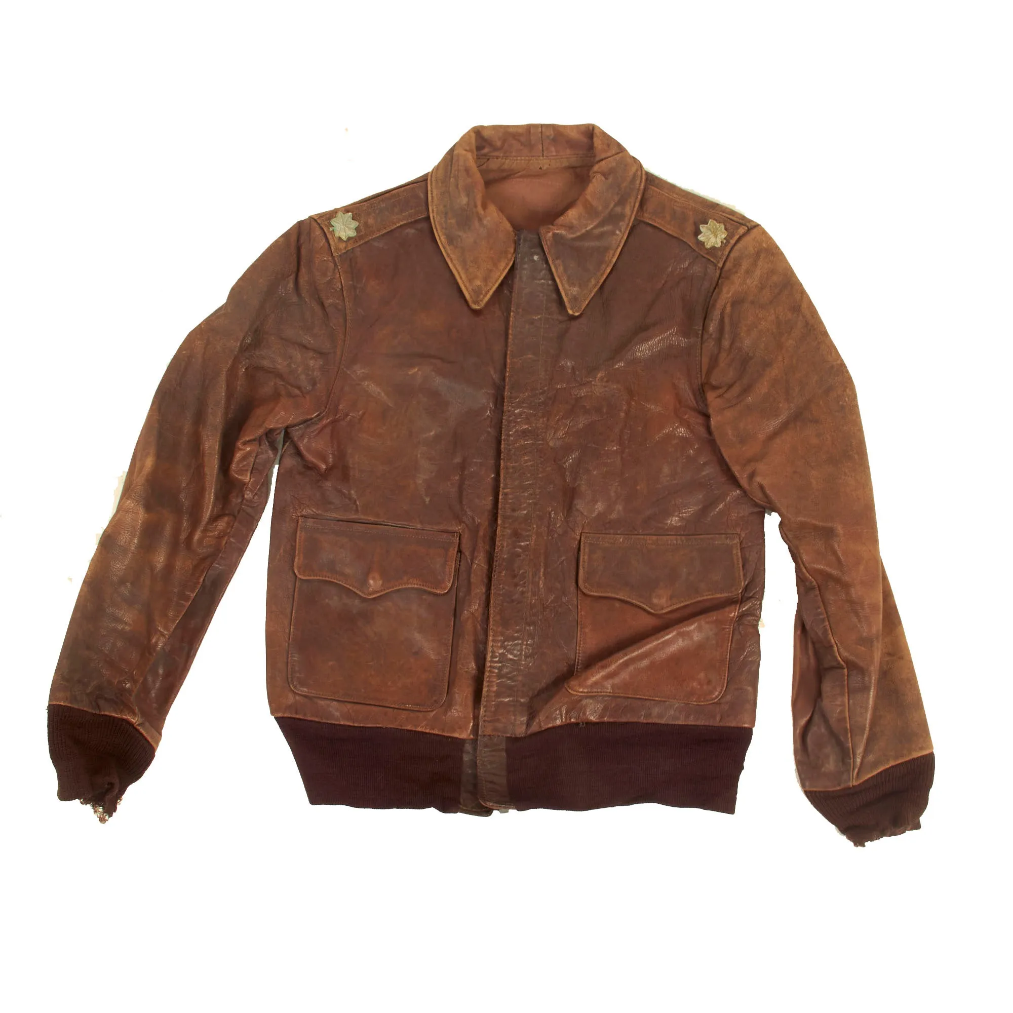 Original U.S. WWII A-2 Leather Flight Jacket With New Zealand Made Leather Jacket for Lieutenant Colonel C.E. Hinckley - (2) Jackets