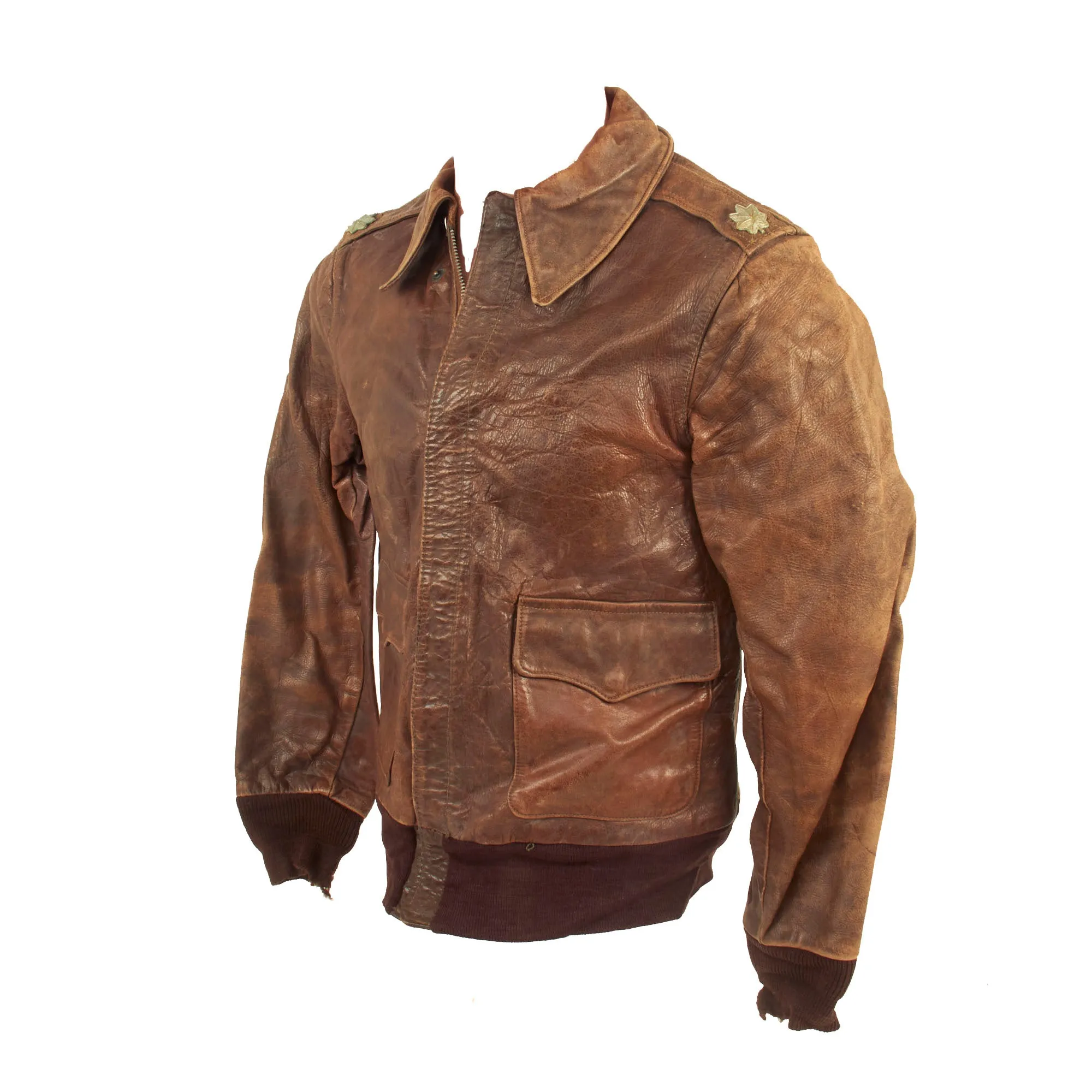 Original U.S. WWII A-2 Leather Flight Jacket With New Zealand Made Leather Jacket for Lieutenant Colonel C.E. Hinckley - (2) Jackets