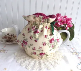 Reversible Tea Cozy Padded Rosebuds On Cream Burgundy Lining USA