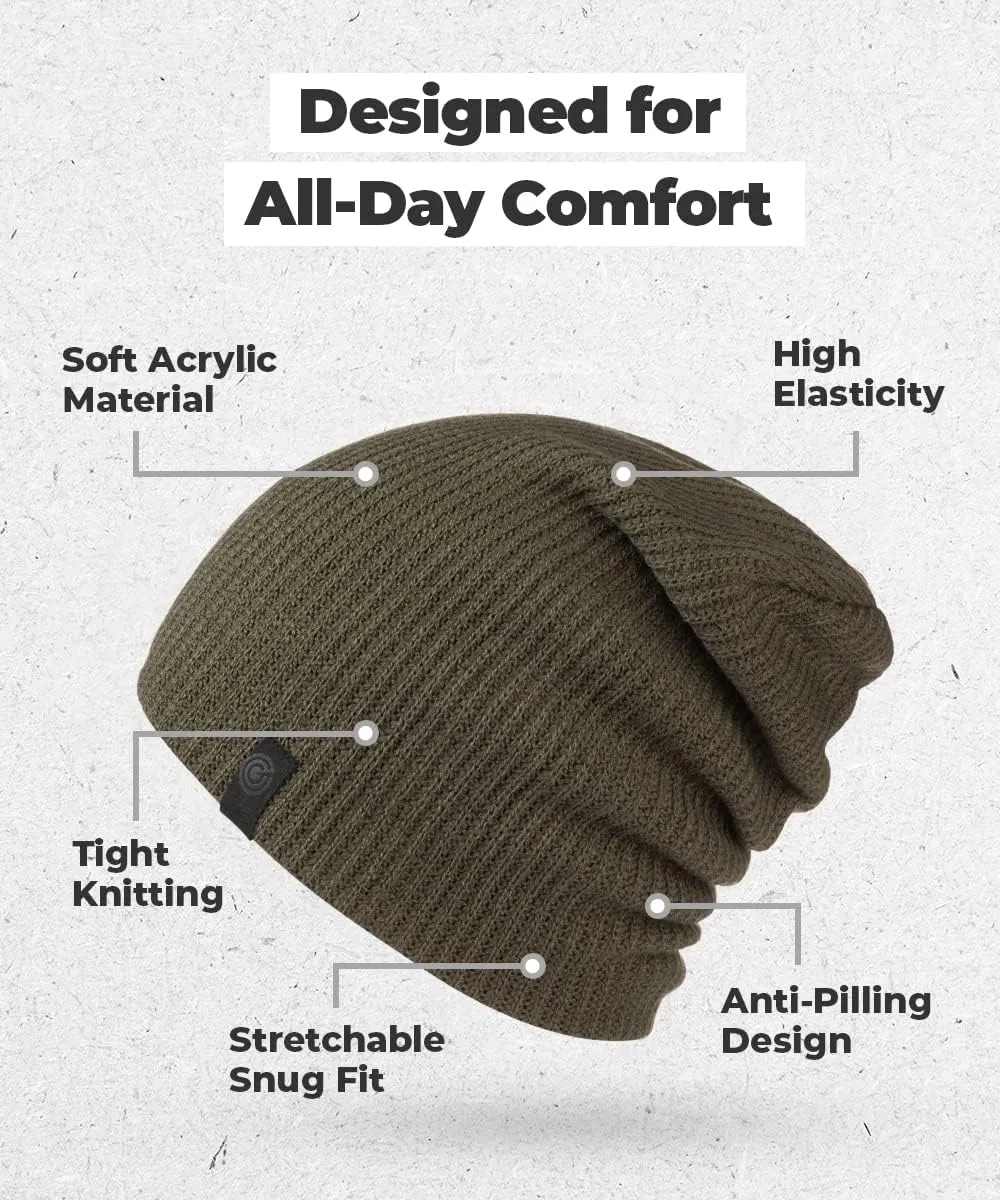 Revony Long Ribbed Beanie - Soft, Warm & Cozy - Perfect Winter Beanie for Men & Women