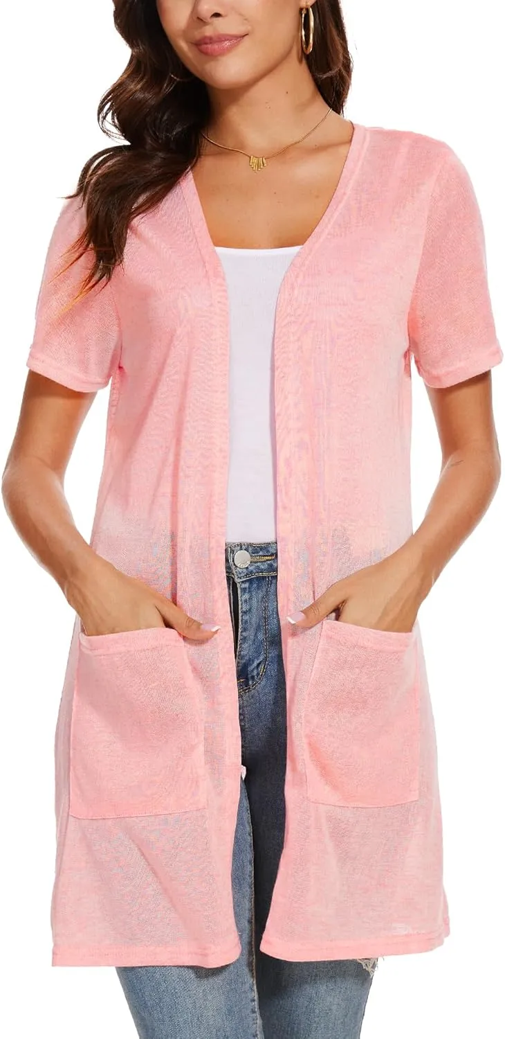 Spicy Sandia Sheer Summer Cardigans for Women Lightweight Open Front Long Sleeve Light Weight Duster Spring Trendy