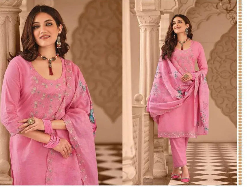Stunning Pink Color Designer Embroidered Salwar With Fancy Printed Dupatta