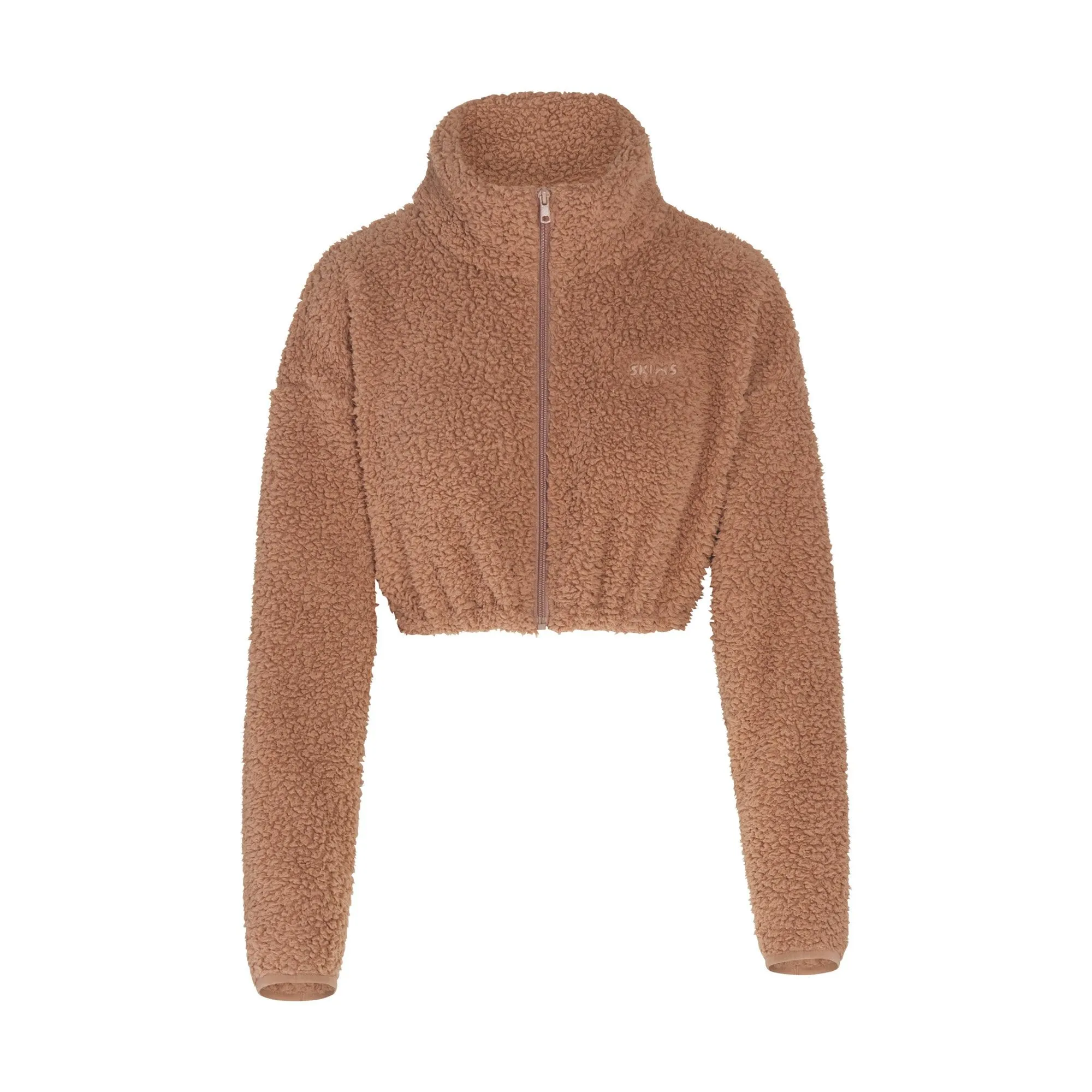 TEDDY ZIP UP CROP JACKET | TIGERS EYE
