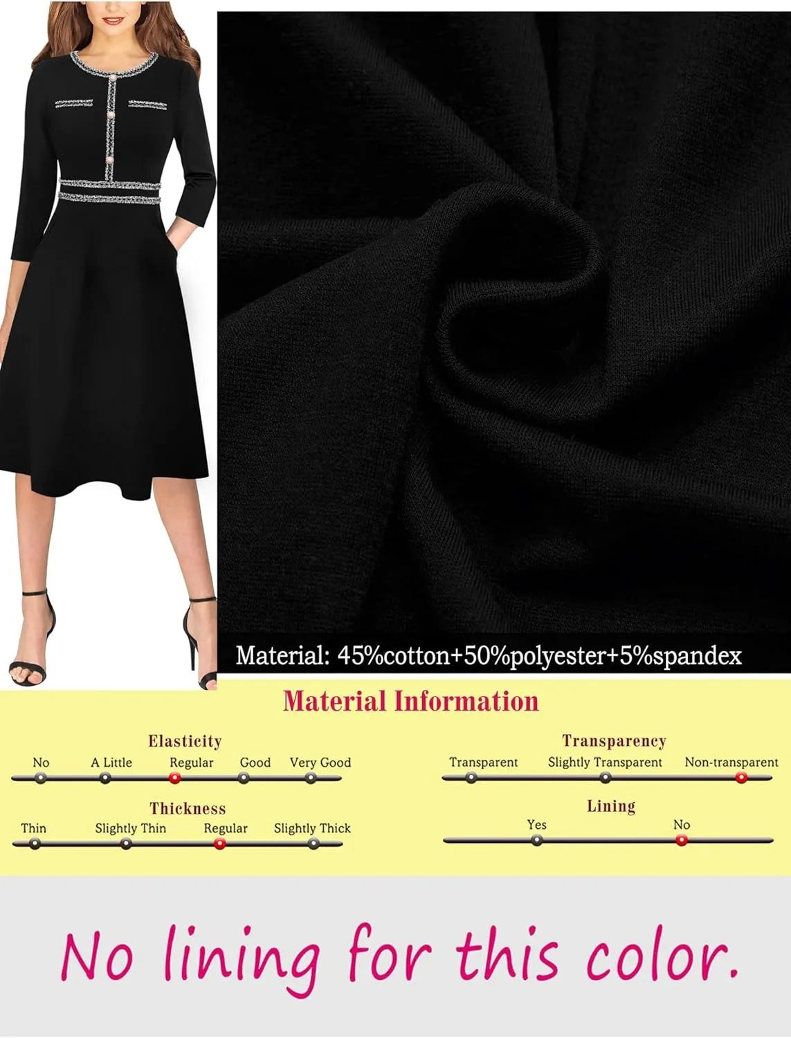 VFSHOW Womens Button Pockets Wear to Work Office Business Vintage Church Fit and Flare A Line Dress